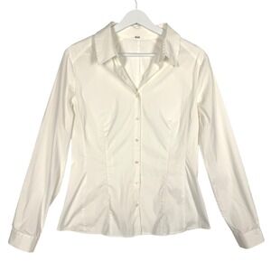 Wolford Womens White Cotton Blend Button Down Long Sleeve Tailored Shirt Size 38